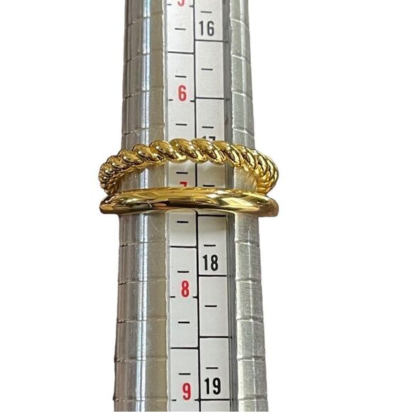 NWT double row gold tone costume ring size 7 - Picture 4 of 5